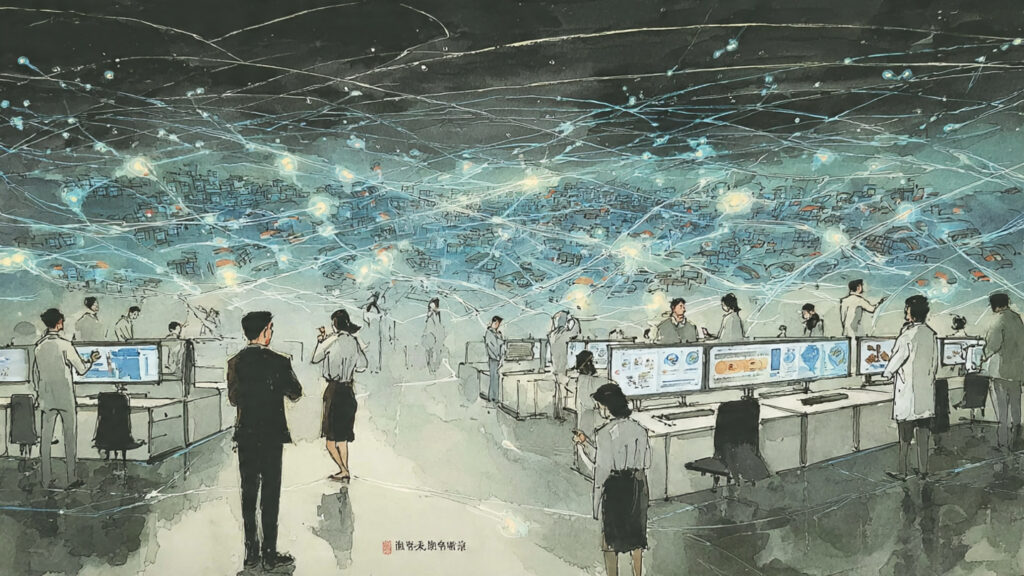 web trackers visualized as glowing digital footpri