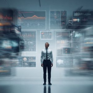 a cinematic hyper realistic business scene showing a