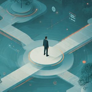 a high resolution editorial style illustration representing modern business